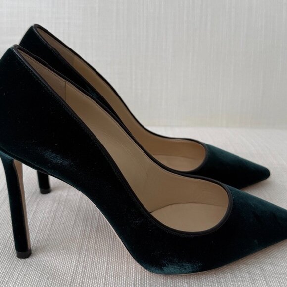 Jimmy Choo Romy 100 Bottle Green Velvet - Picture 4 of 16